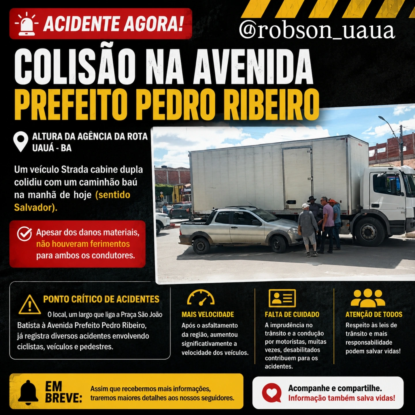 Acidente entre Strada e Caminhão Baú